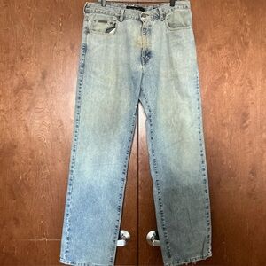 Mens Vintage Calvin Klein Jeans Straight Leg Stained Light Wash Denim Size 36x32